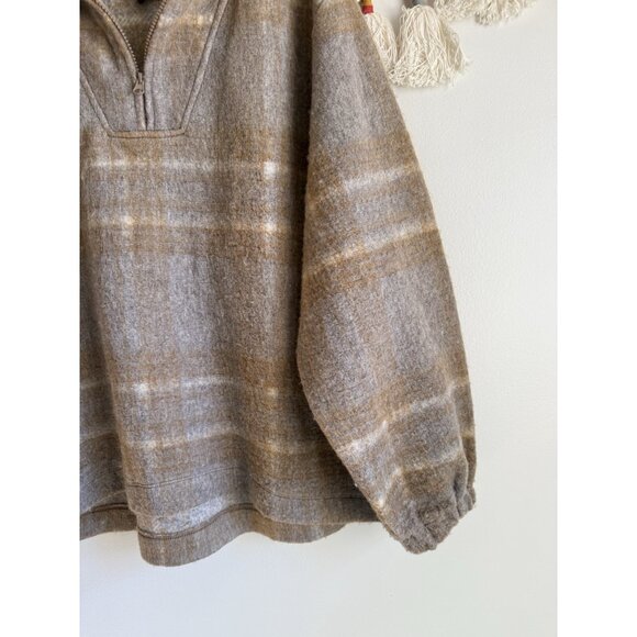 Zara Tangrey Wool Blend Plaid Half Zip Funnel Neck Sweater Cozy Chunky Preppy XL - Picture 12 of 12